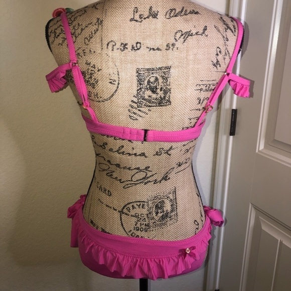 Betsey Johnson Vintage Barbie Pink Ruffle Bikini Size Small - Picture 5 of 7